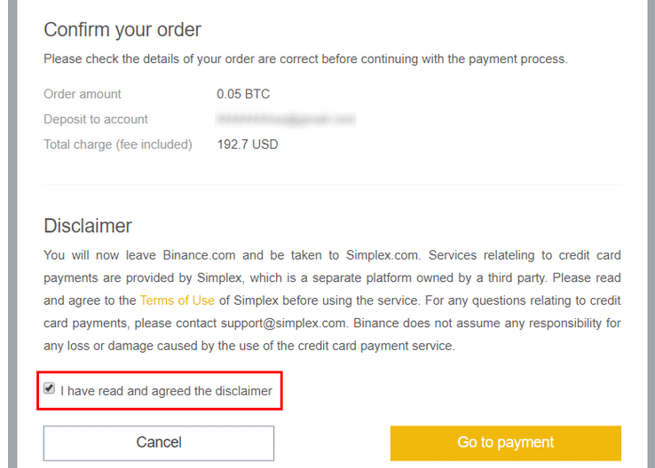 Potvrzení objednávky na Binance