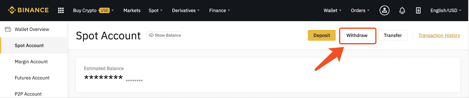 Výběr BTC z Binance krok 2