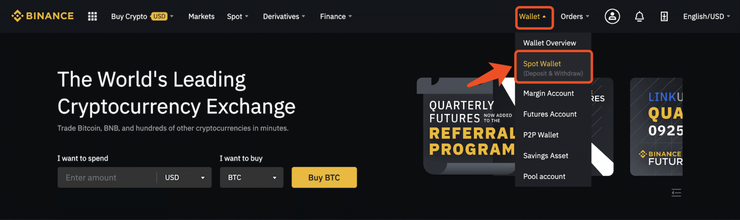 Výběr BTC z Binance